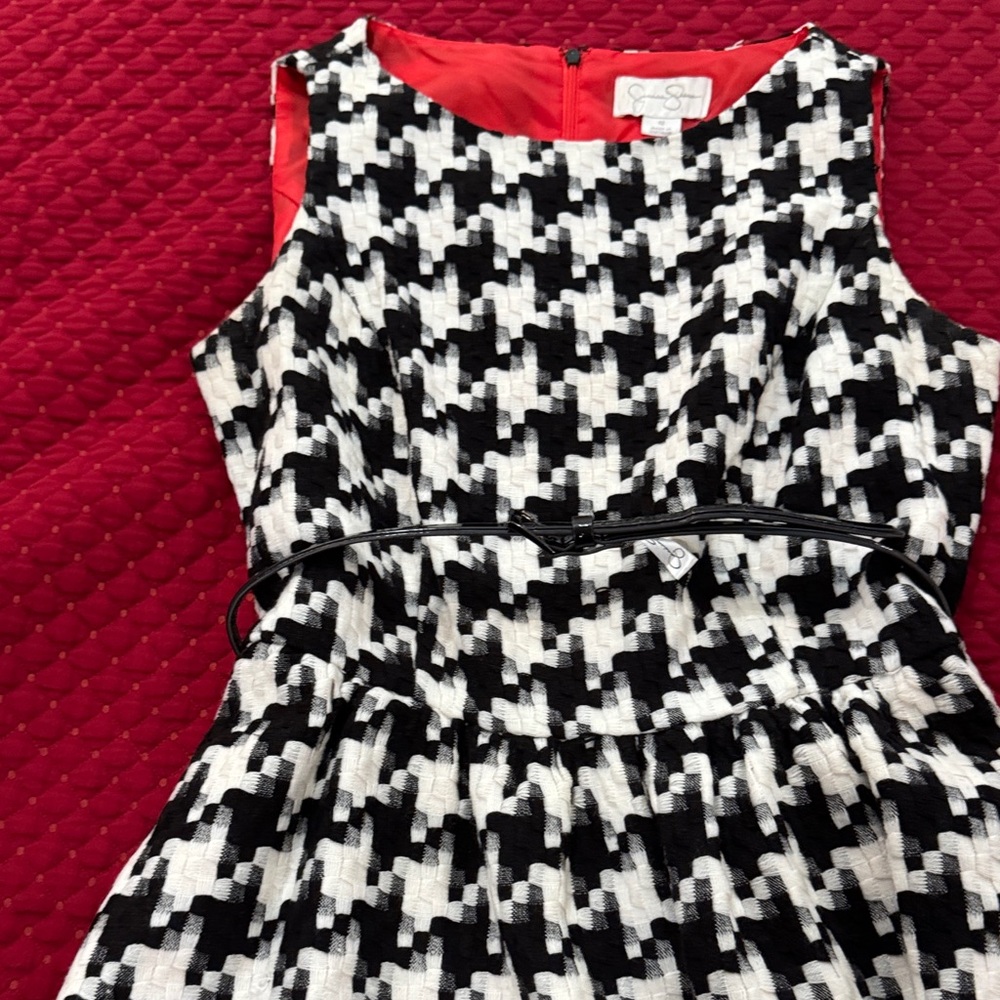 Jessica Simpson Black and White Houndstooth Dress